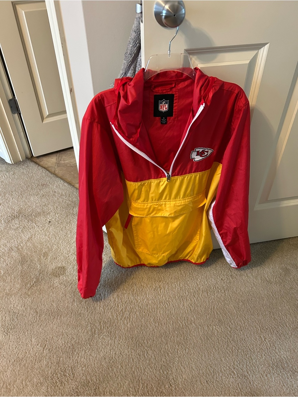 NFL Red and Yellow Kansas City Chiefs Pullover Windbreaker Hoodie